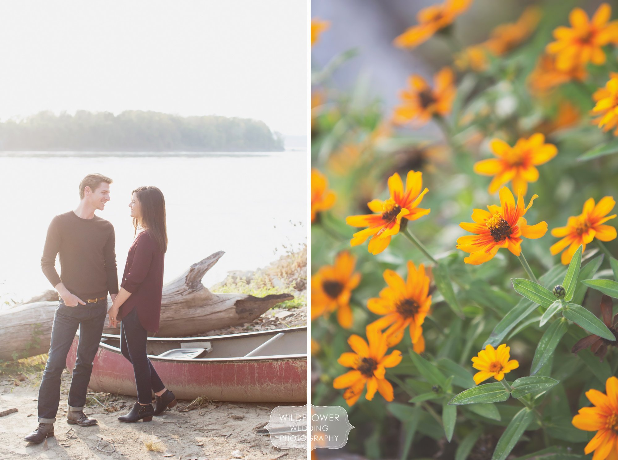Nature inspired engagement photography session at Cooper's Landing in Columbia, MO.