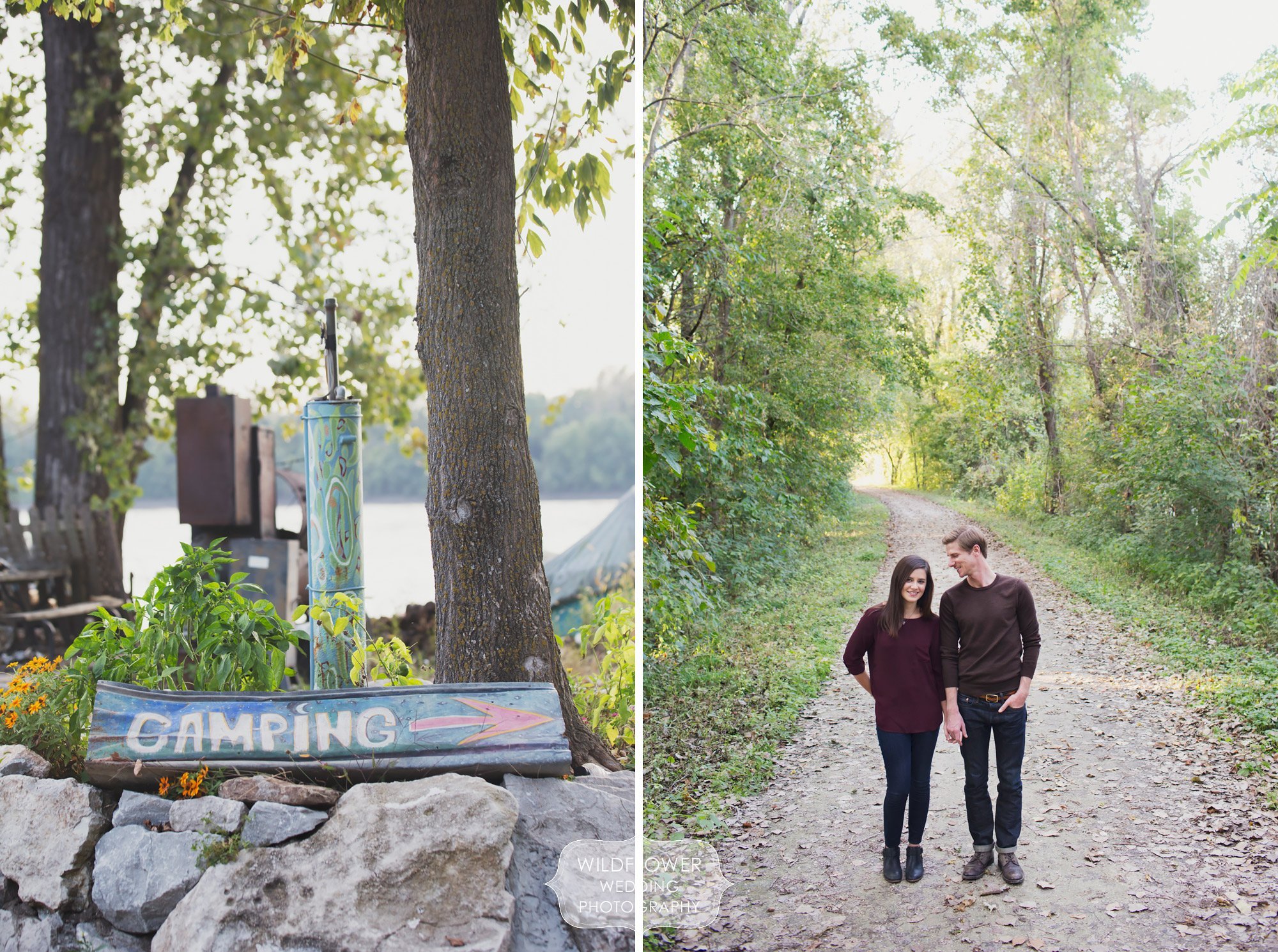 Cooper's Landing engagement photography session along the Katy Trail in October.