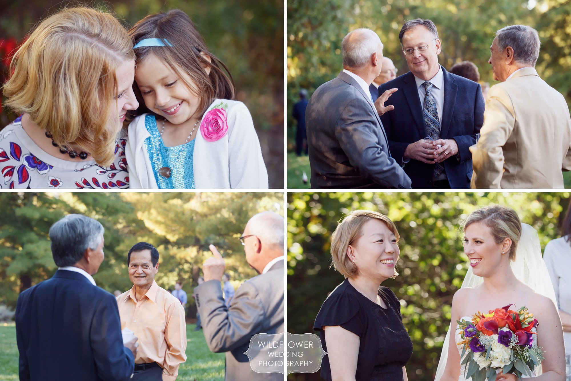 Documentary wedding pictures of guests enjoying themselves at this backyard wedding.