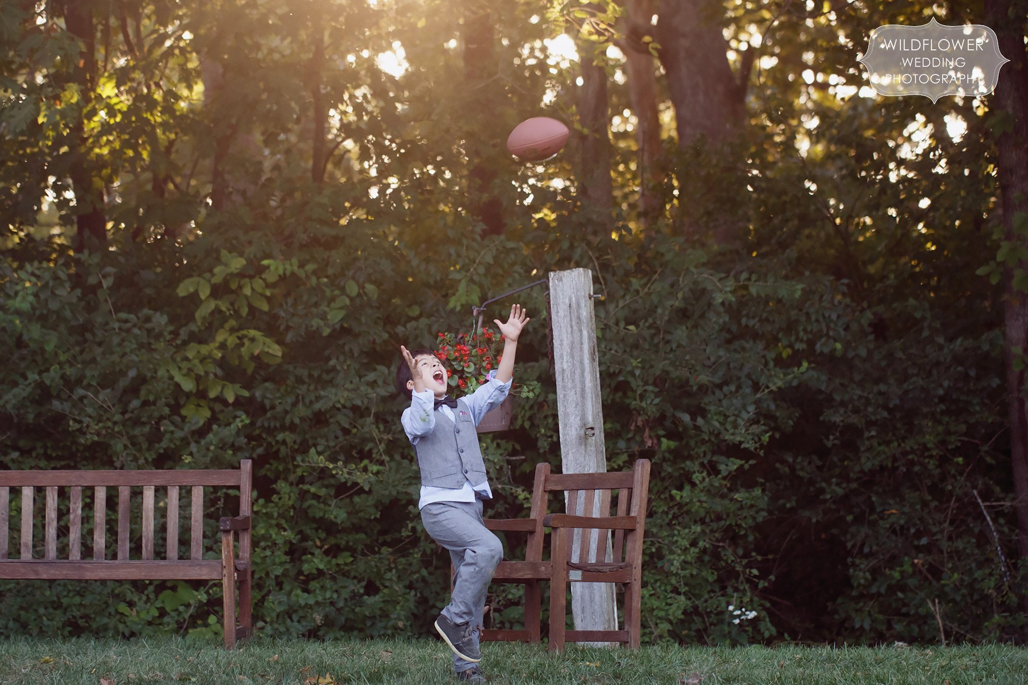 The kids at this Missouri backyard wedding were playing touch football!
