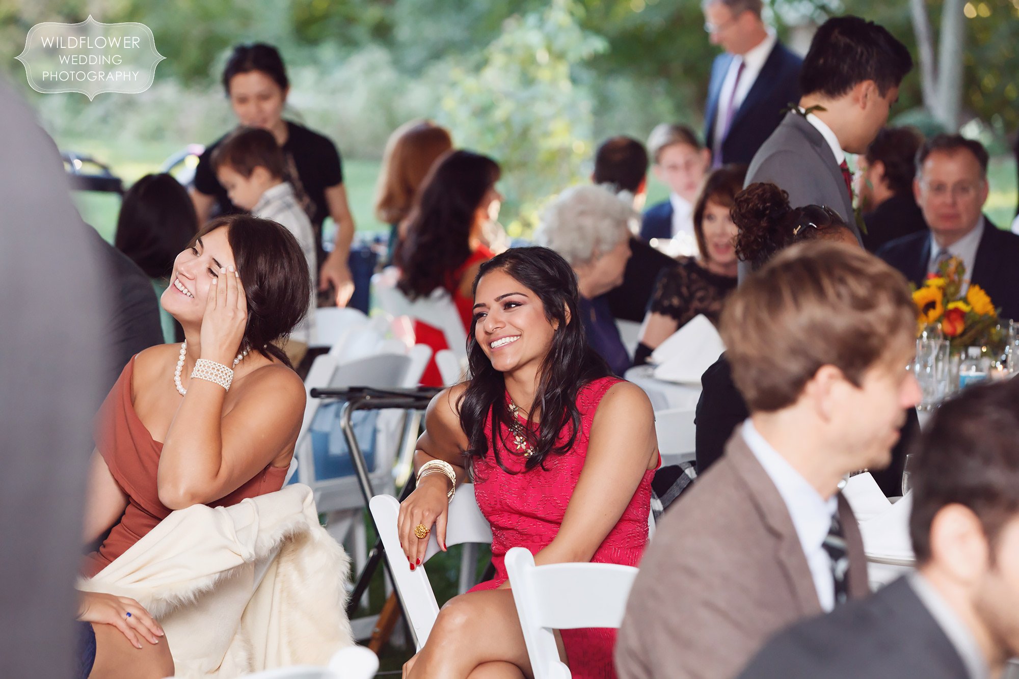 Beautiful photos of wedding guests at this backyard wedding in West County.