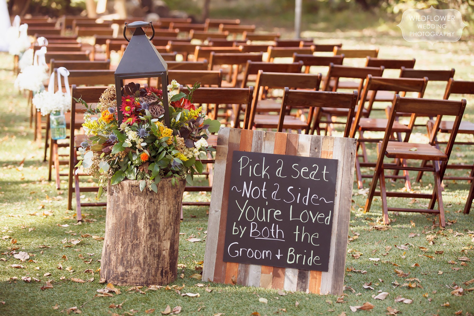 October wedding wooden sign at the Schwinn Produce Farm venue just north of KC, MO.
