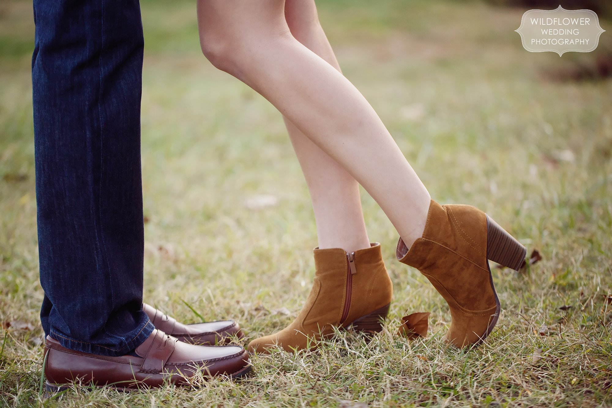 Love these brown leather booties for an Anthropologie engagement photography outfit idea.