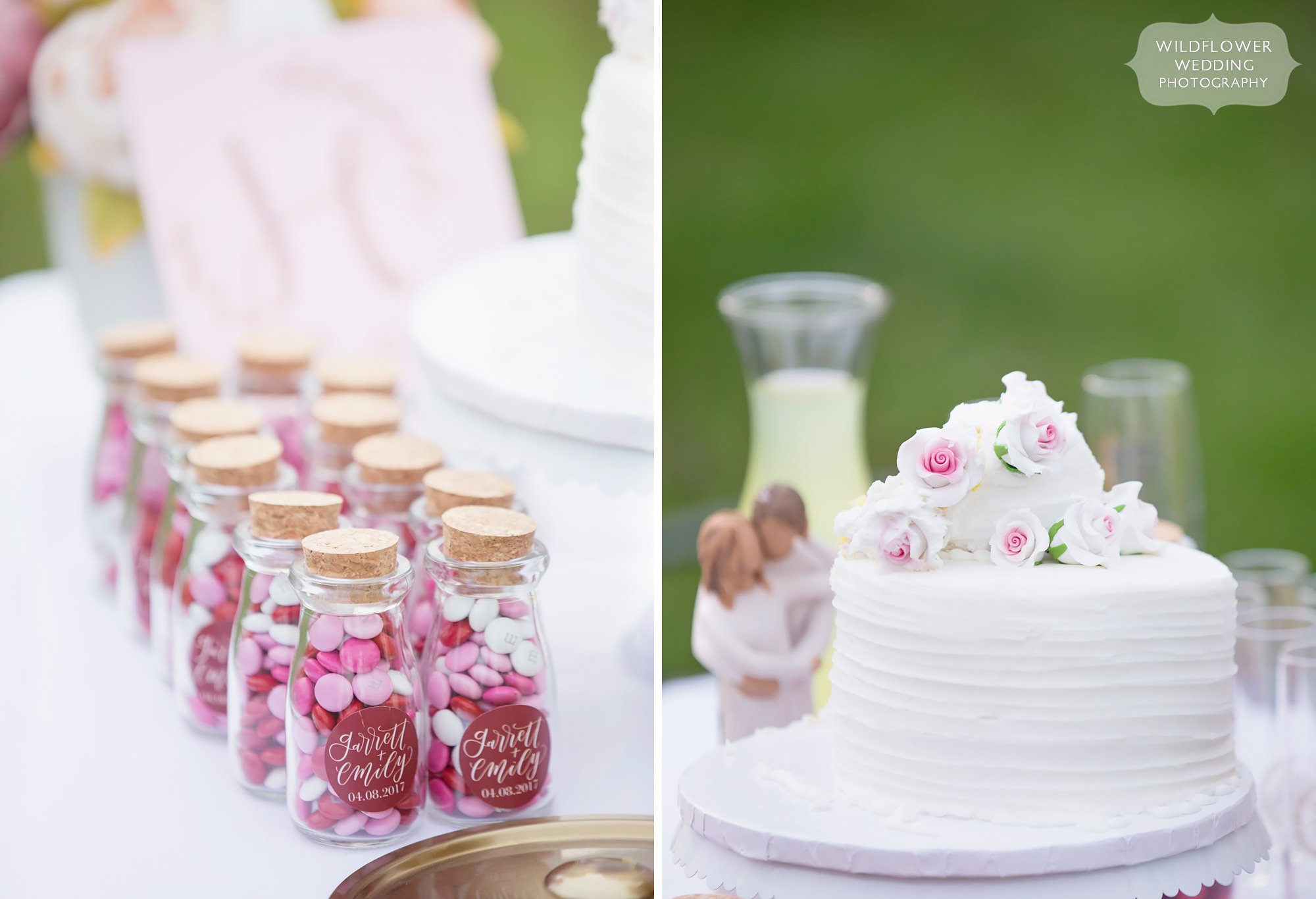 Custom candy bottles with corks at this outdoor elopement in Nifong Park.