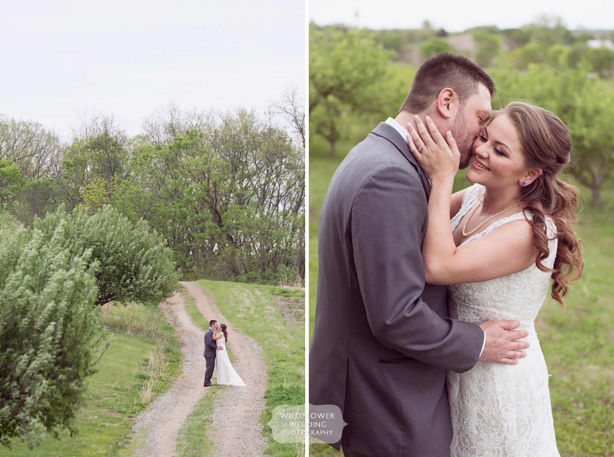 Happy wedding photo of the bride and groom before their farm wedding at the Weston Red Barn.