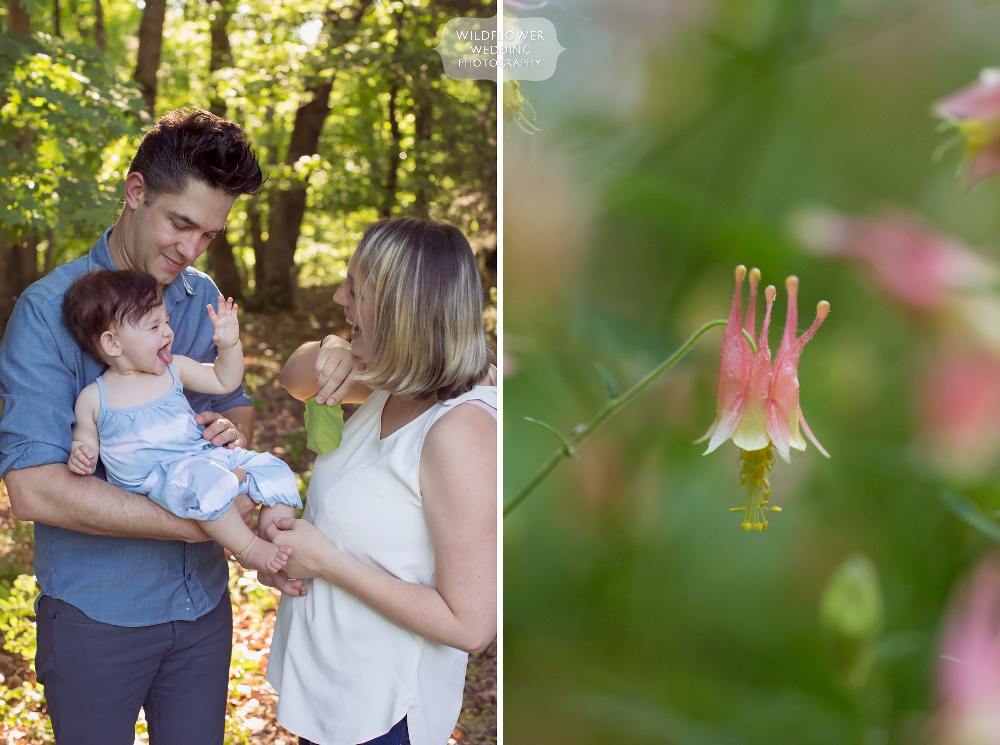Candid family photos in the woods with nature in mid-MO.