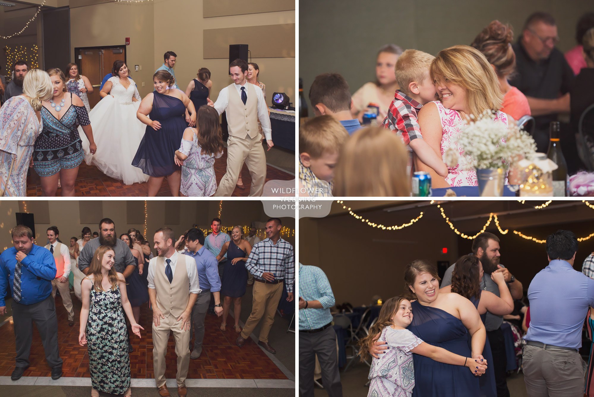 Guests dance during reception at Bradford Research Farm in MO.