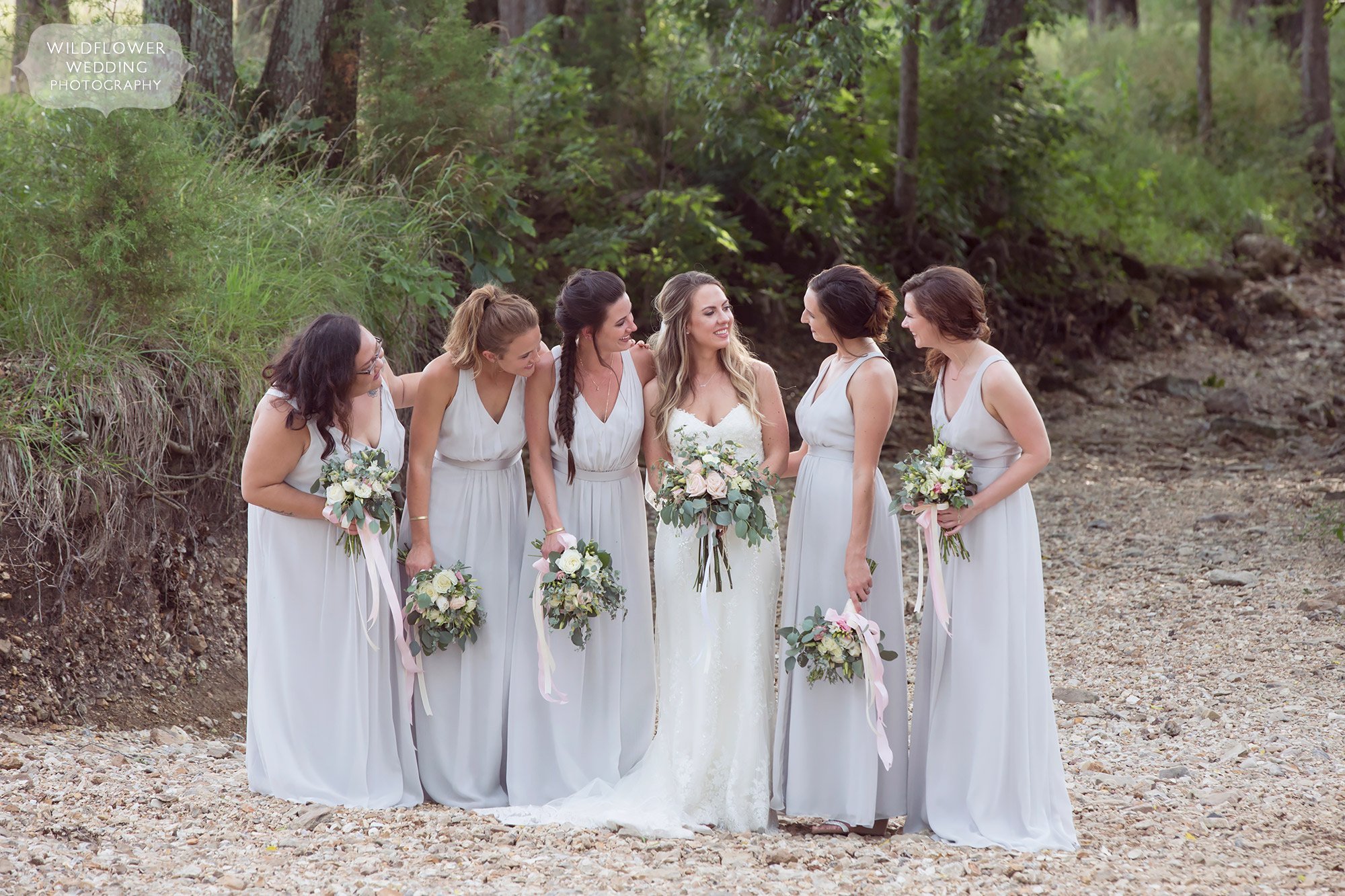 Natural and anthropologie style wedding photography of the bridesmaids at Kempker's Back 40.