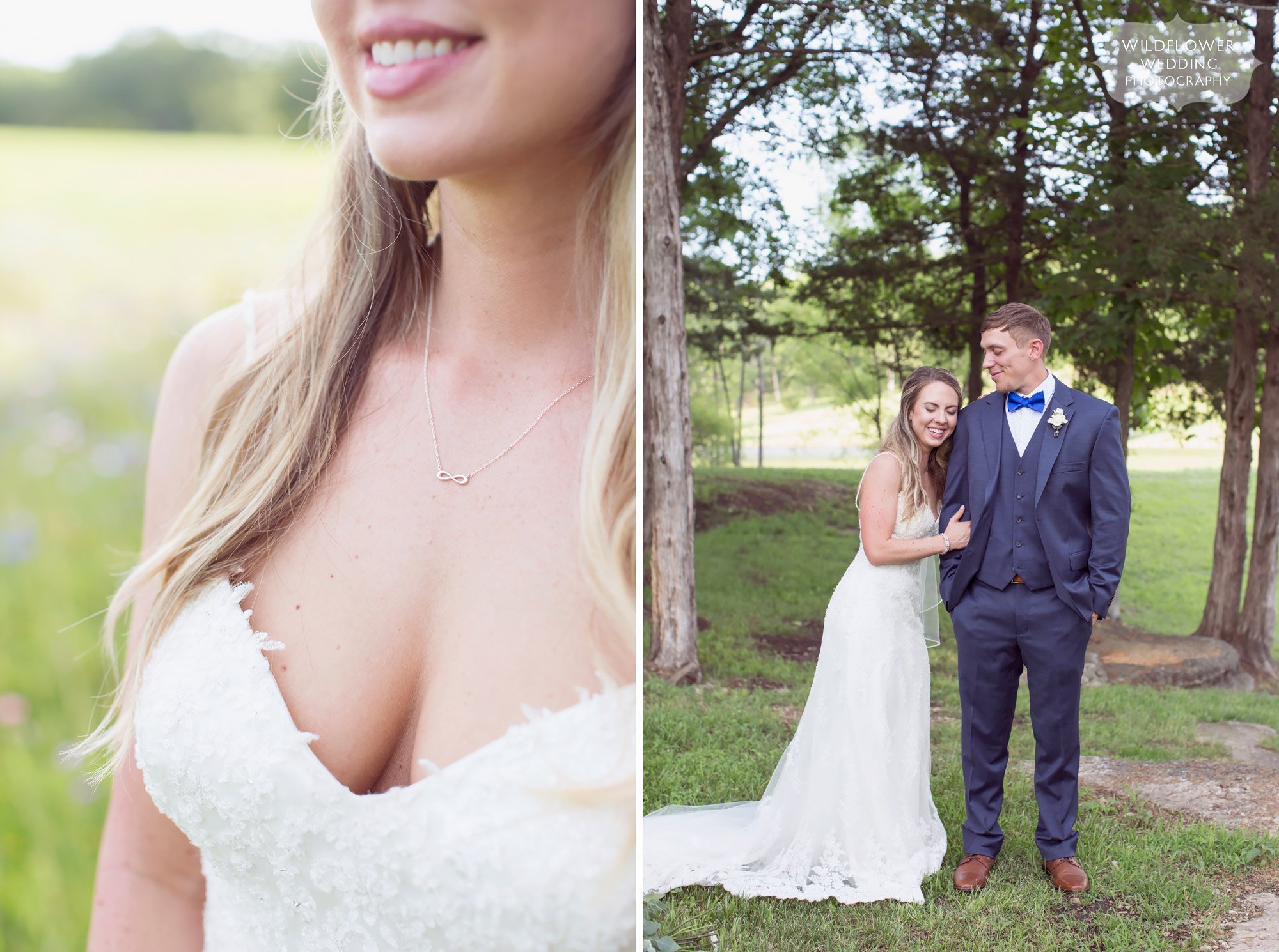 Simple tiffanys figure 8 necklace for this country wedding at the Kempker's Back 40 wedding barn venue.