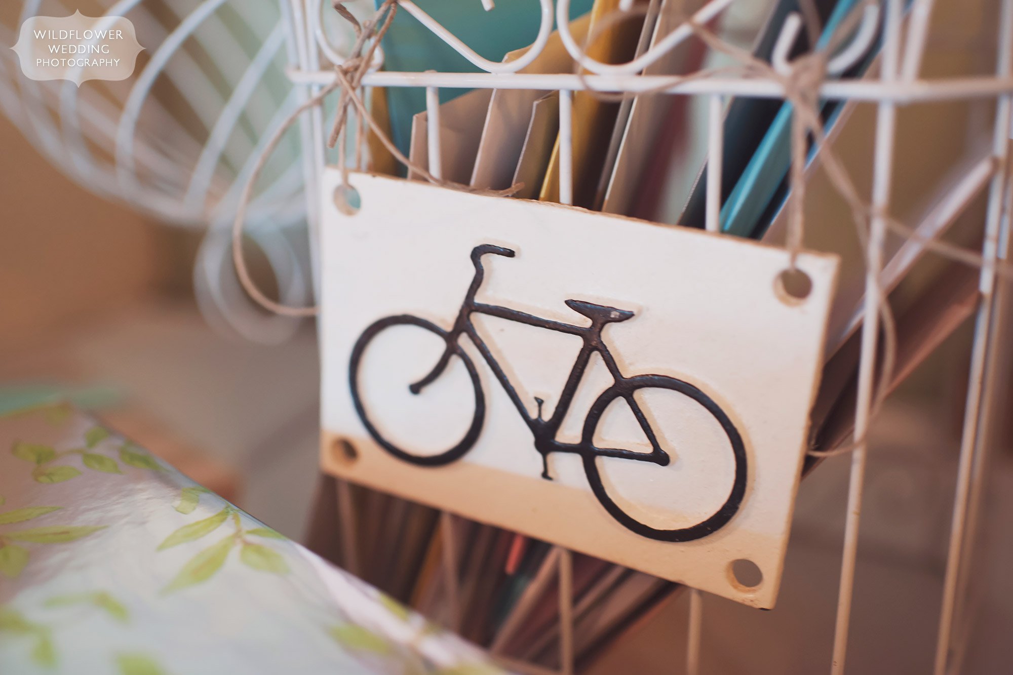 Bicycle basket for holding wedding cards
