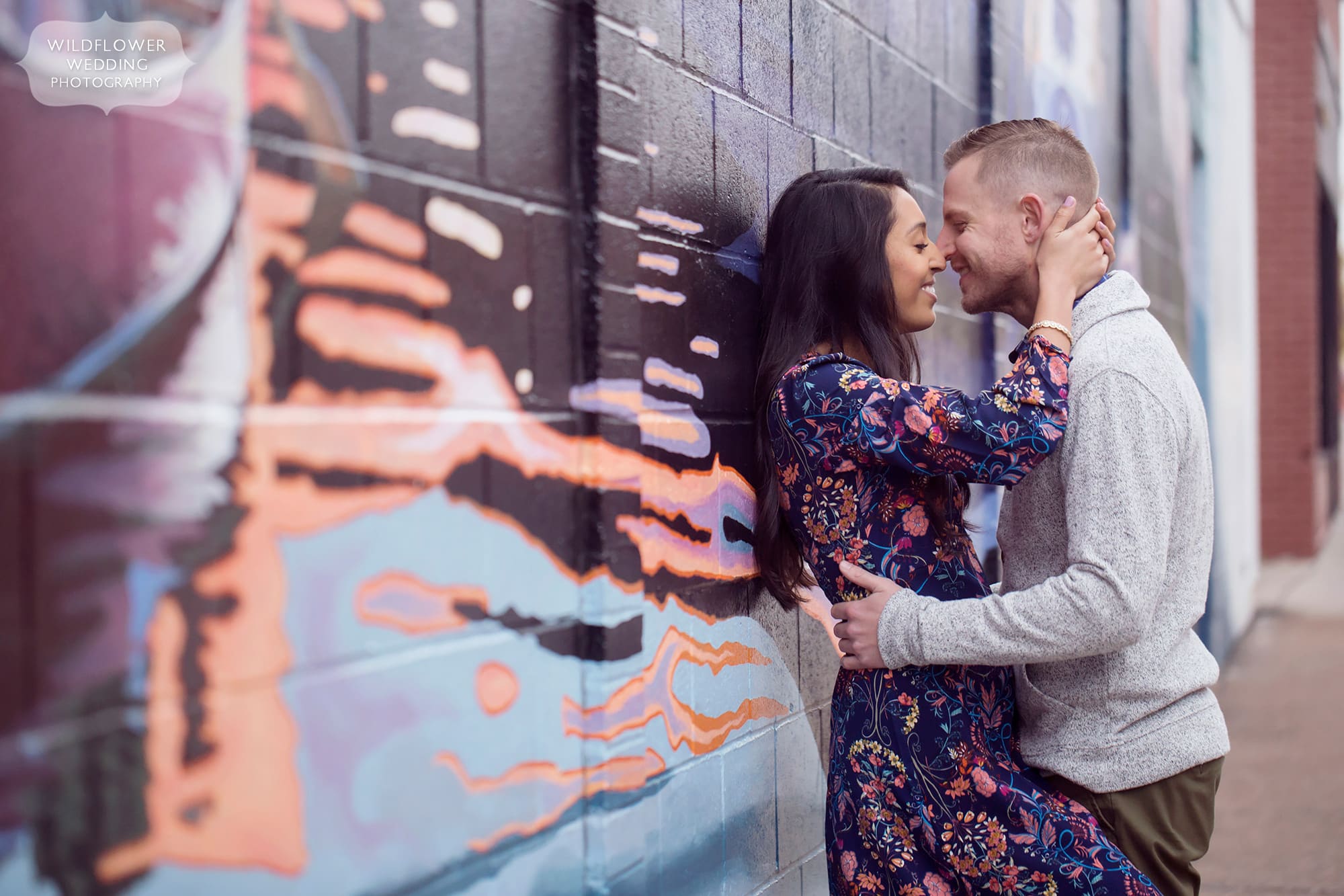 Engagement photo session with graffiti in Columbia, MO.