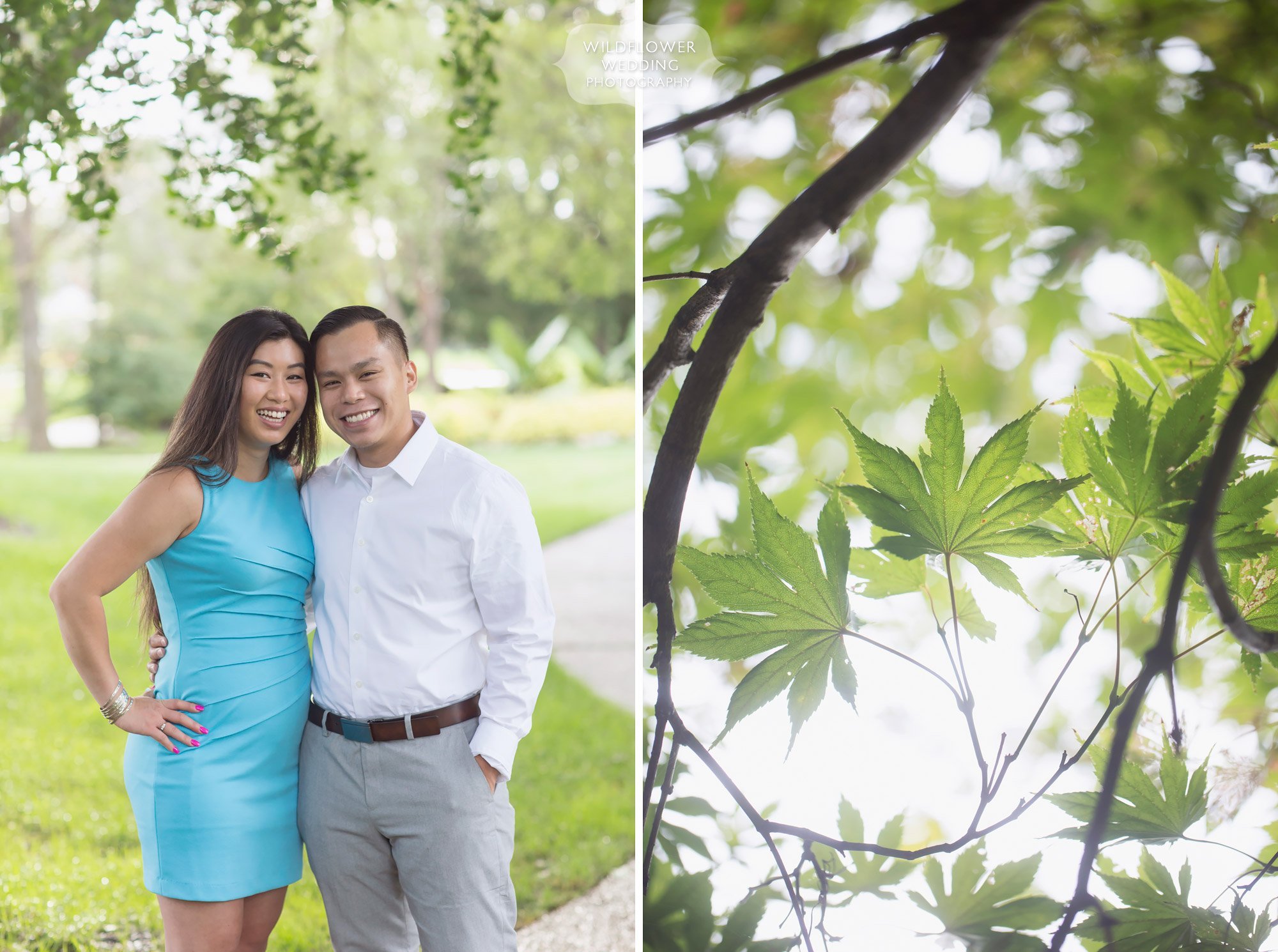 Engagement photos at the botanical Shelter Gardens in Columbia, MO.