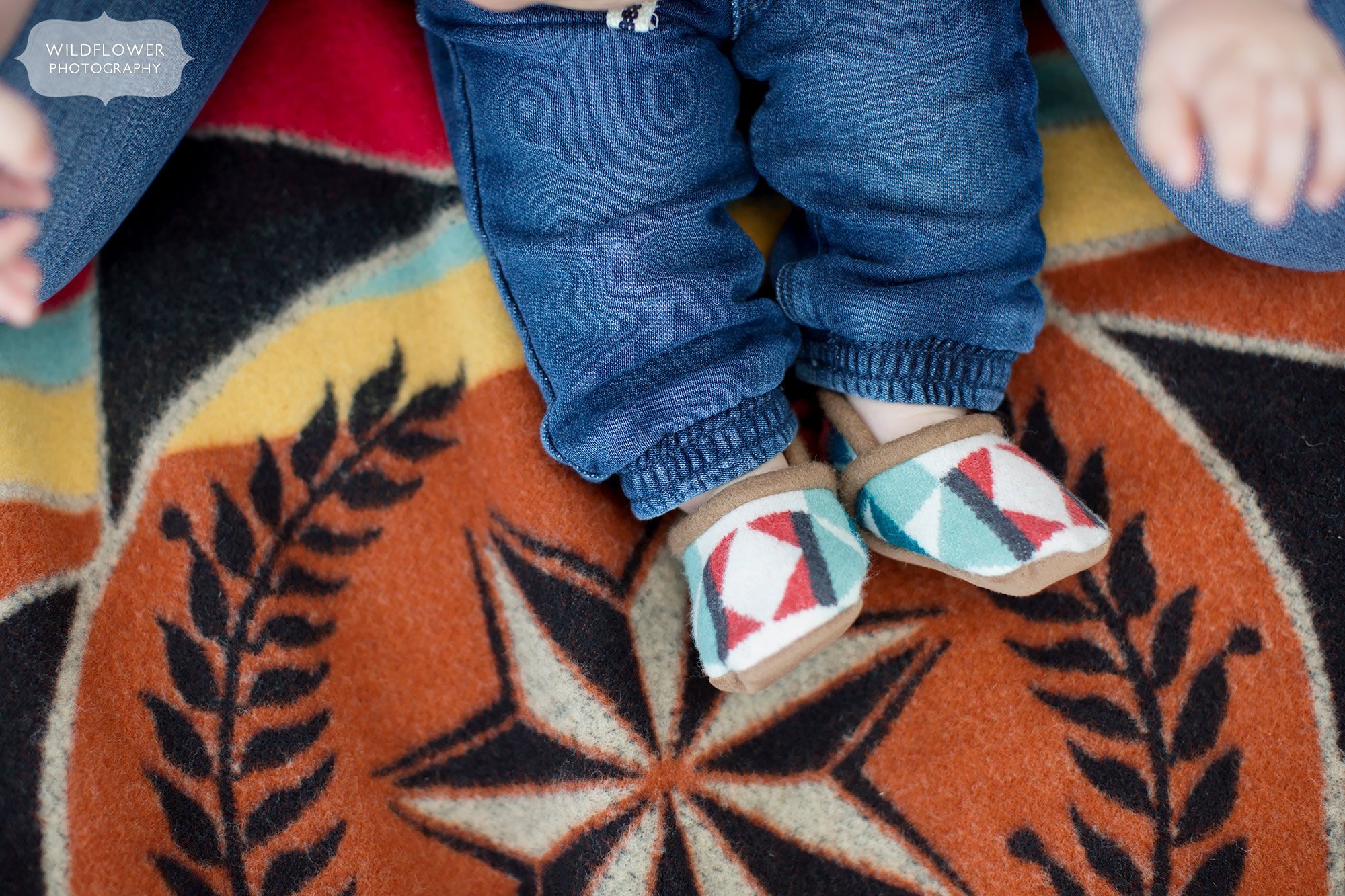Adorable Native American style wool baby booties by Pendleton in Columbia, MO.