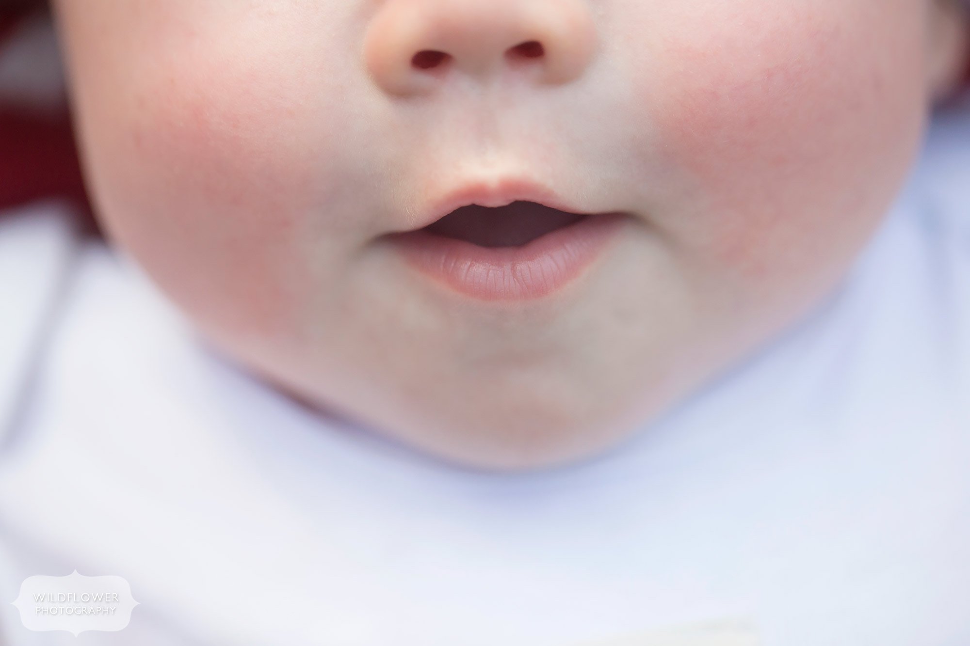 Detail photo of baby's little mouth by natural family photographer in Columbia, MO.