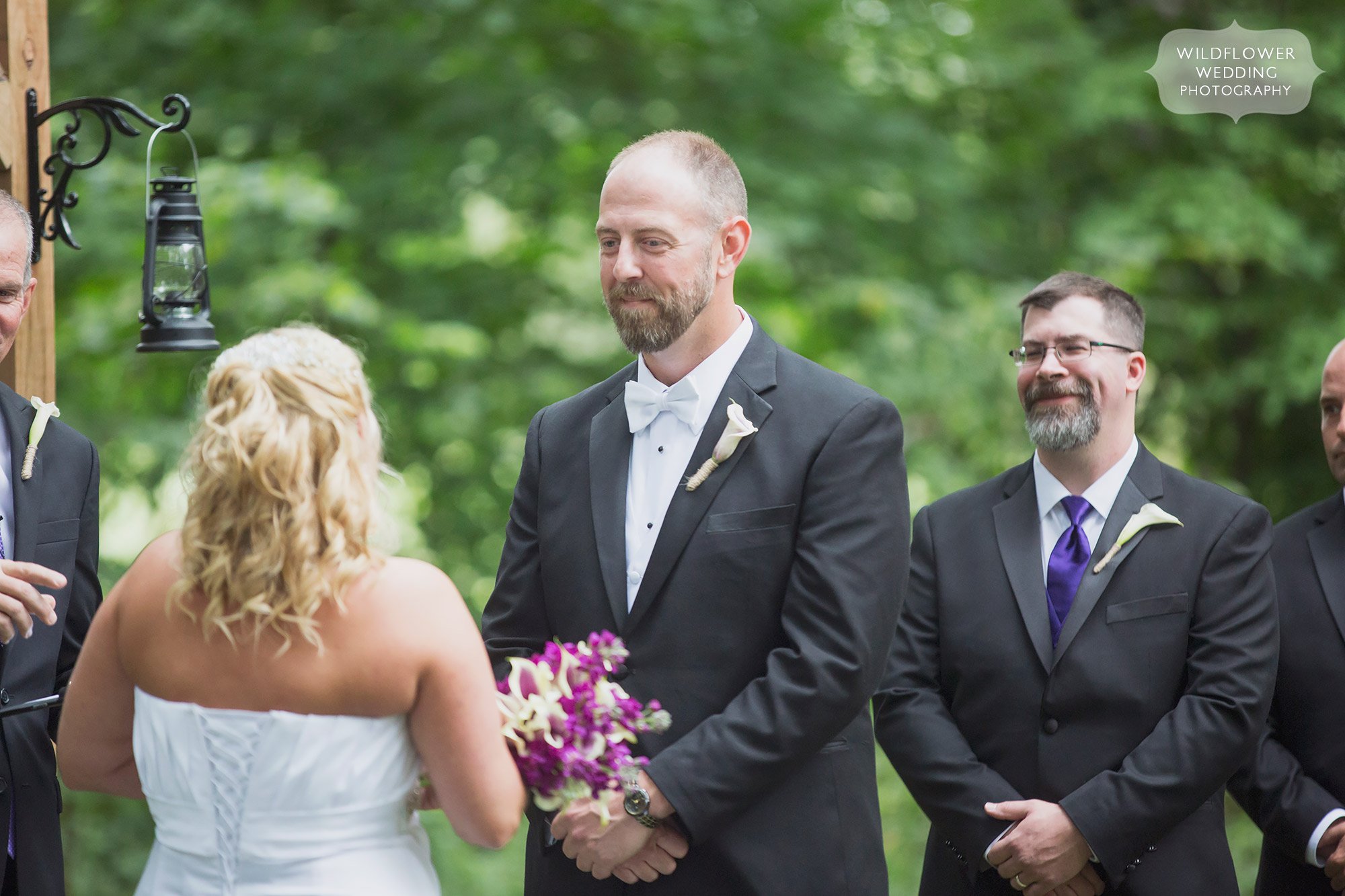 The groom sees the bride at this KS wedding.