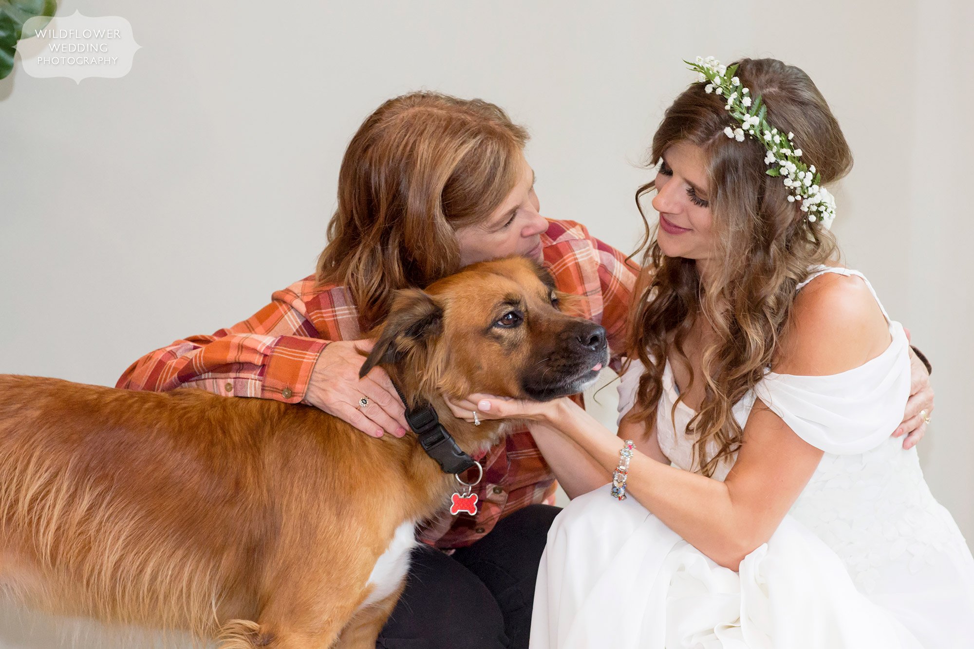 Bride and groom's dog was part of this Little Piney Lodge wedding.