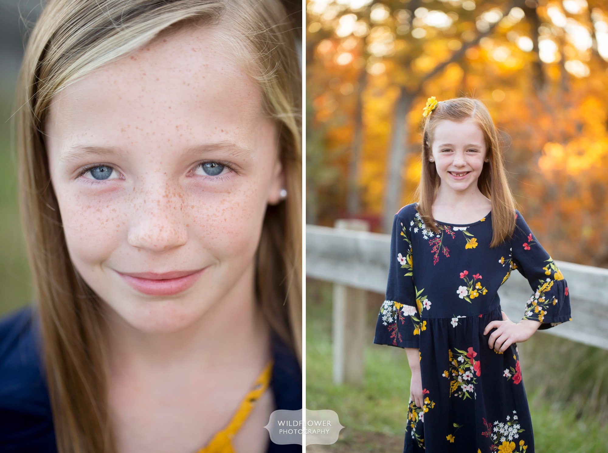 Natural children portraits with freckles in Columbia, MO.