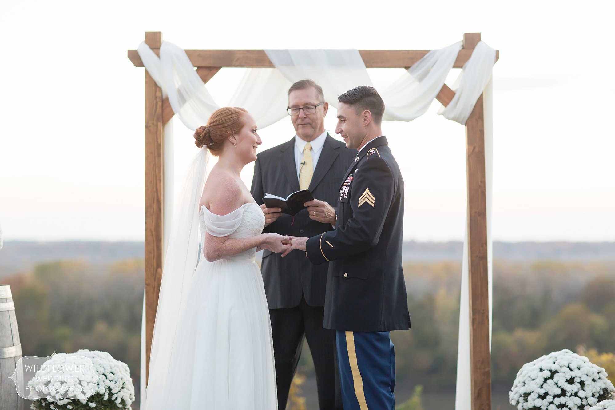 Military wedding ceremony at Les Bourgeois Winery.