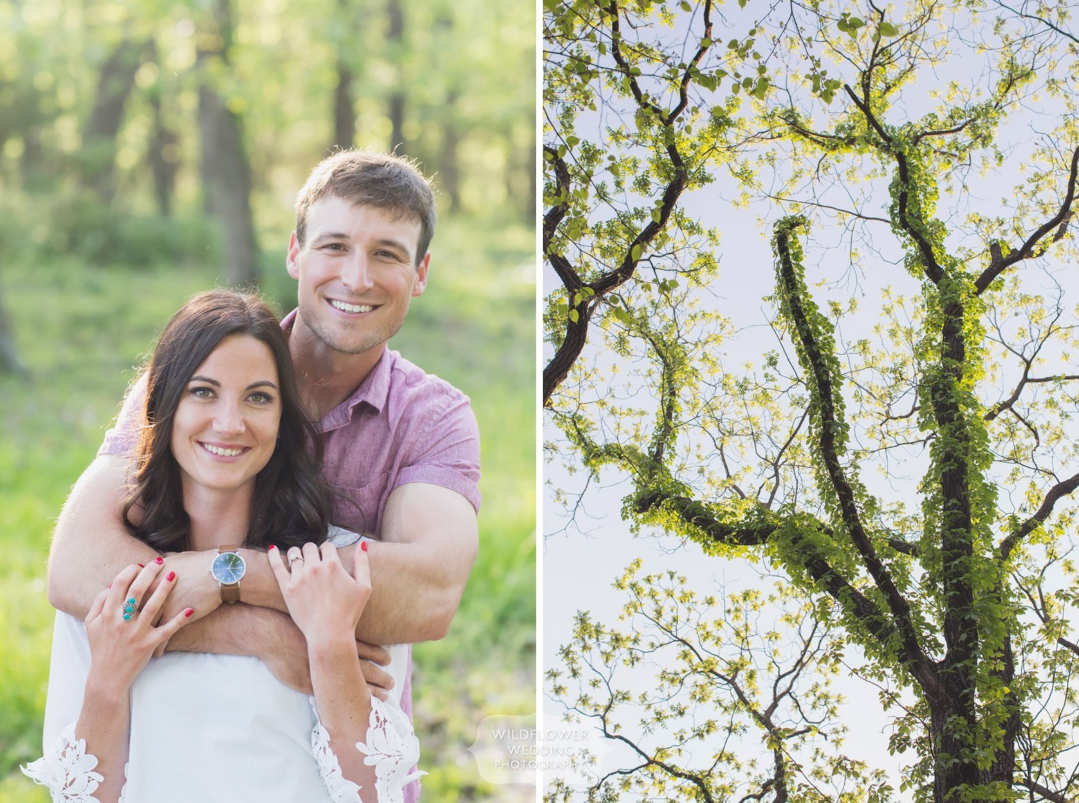 Cute engagement photo pose during this natural photo session on a farm in Latham, MO.