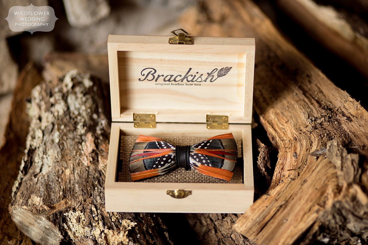 Brackish feather bow tie for wedding.