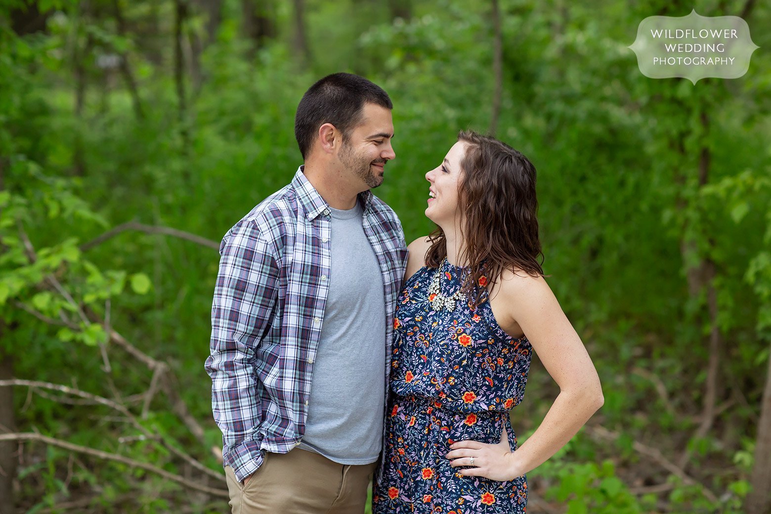 Candid and happy engagement photos in spring.