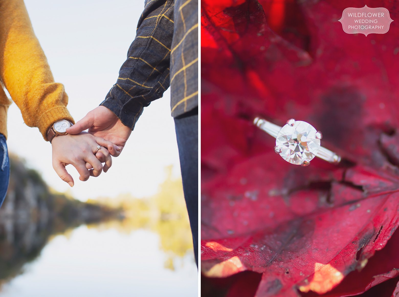 Romantic engagement photography at quarry wedding venue in Blackwater, MO.