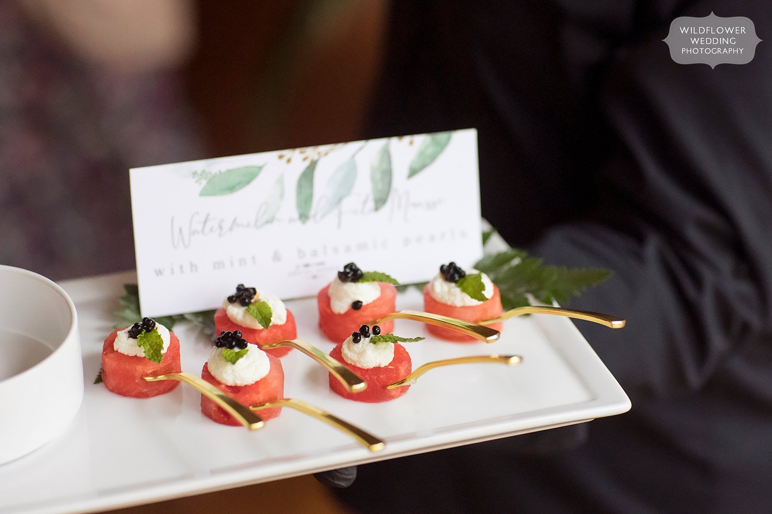 A Casa restaurant appetizers watermelon for wedding reception.
